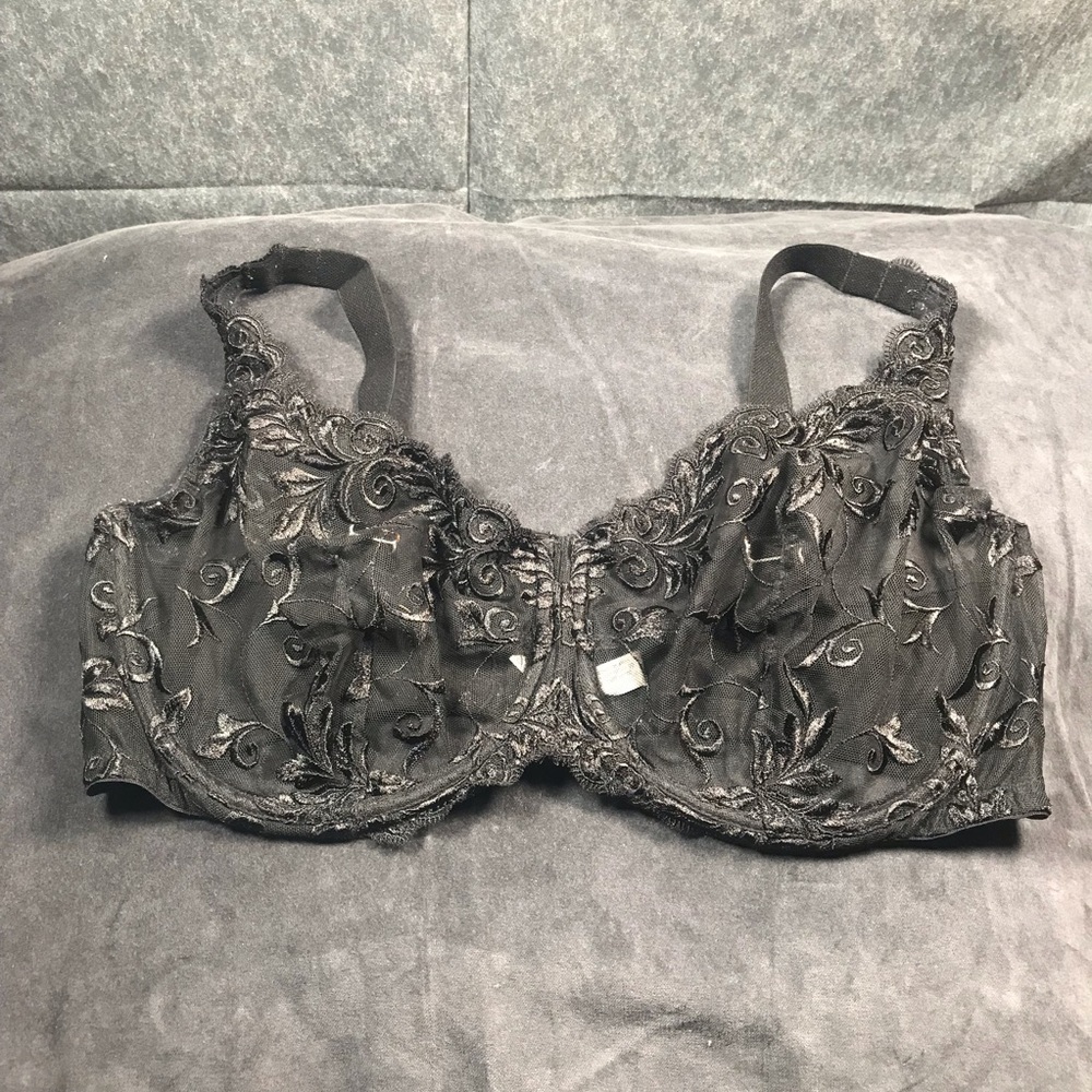 Soma Sensuous Lace Unlined Black Embroidered Underwire 38DDD Bra